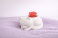 Katze Kati - Teelicht Rote Rose